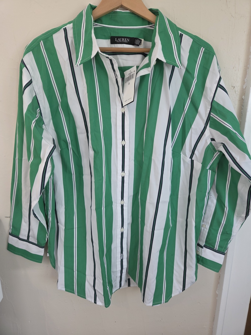 Lauren Ralph Lauren Relaxed-fit Striped Broadcloth Shirt Sizr 1x